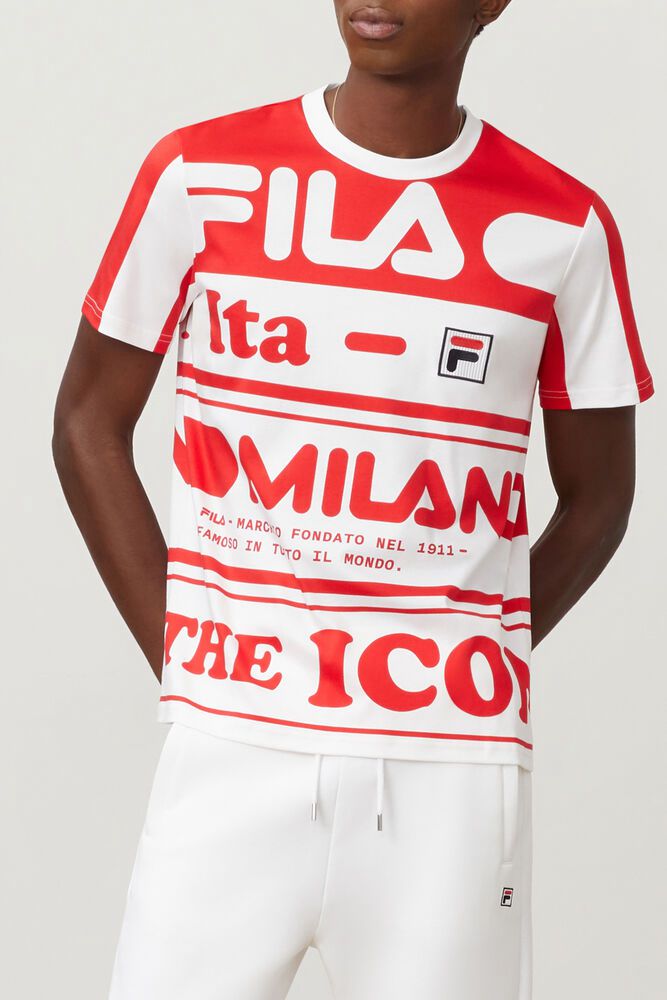 Fila T-Shirt Milano Printed Cotton Mens Red - India ZCH-479236